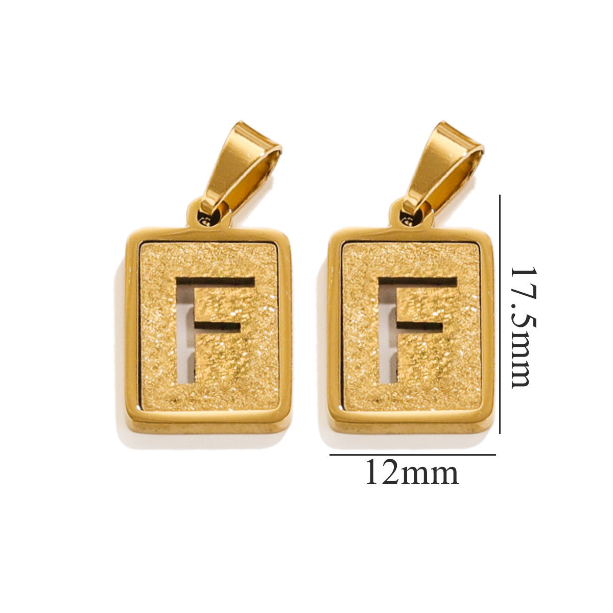 Gold color / 1 Piece Simple Fashionable Style Square Letter F Shape Titanium Steel  Gold Color Unisex Pendant Picture6